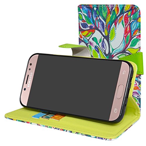 Galaxy J7 Pro J730G Case,Mama Mouth [Stand View] Premium PU Leather [Wallet Case] With Card Slots Cover For Samsung Galaxy J7 Pro J730G 2017 Smartphone,Love Tree