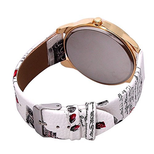 Women's Wrist Watch Vintage Paris Eiffel Tower Crystal Leather Quartz Wristwatch Best Gift (White -1)
