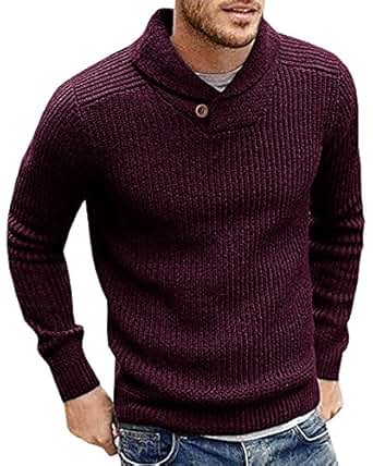 Runcati Men's V-Neck Cable Knit Sweater - Slim Fit Casual Pullover For Fall & Winter