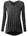 Timeson Women Loose Fit Long Sleeve High Low Bottom Ruched Blouse Tops Medium Black
