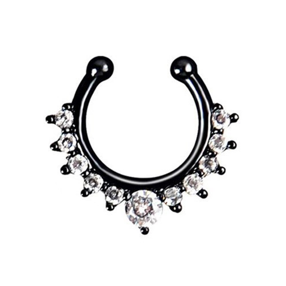 Septum Fake Nose Ring Jewelry,Women Girls Septum Ring Faux Nose Rings Non-Piercing Jewelry Clip On Clicker (6 PCS)