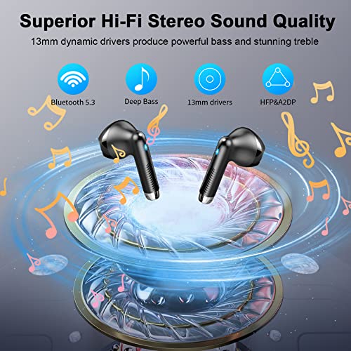 Bluetooth Headphones, In-Ear Headphones, Wireless Bluetooth 5.4 Headphones with 4 Mics, ENC Noise Cancelling Earbuds, 48H Deep Bass, IP7 Waterproof Earphones, LED Display, USB-C