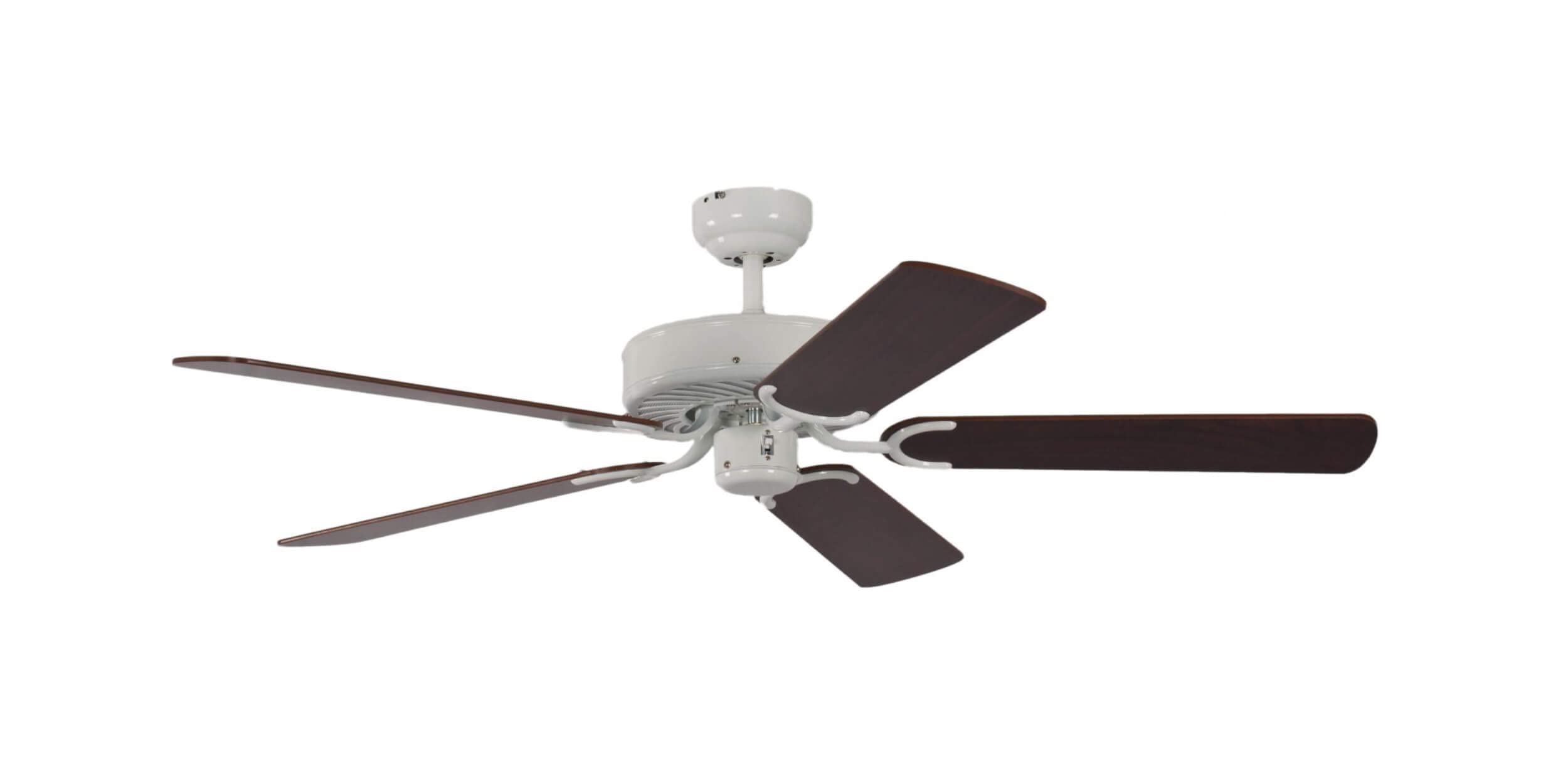 Pepeo Potkuri 52 inch / 132 cm Ceiling Fan without Lights in White with Pull Cord and Blades in Mahogany/Mahogany and Cane