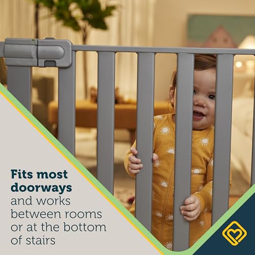 SAFETY 1ST WALK THROUGH BABY GATE WITH DOOR, ADJUSTABLE PRESSURE MOUNT LIFT, DOG GATES, FITS 29″-38″ WIDE, 1-PACK, SILVER