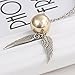 Fineder 1 Pack Golden Snitch Quicksilver Golden Pearl Necklace Fairy Jewelry Party Supplies