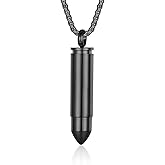Bullet Urn Necklace for Ashes Stainless Steel Box Chain 24 inch American Flag Pendant Cremation Memorial Jewelry for Men