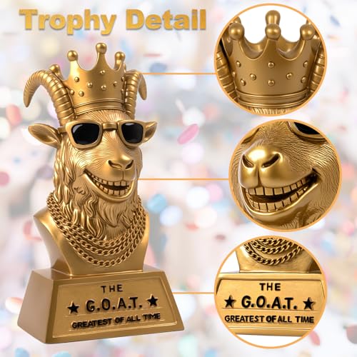 Goat Trophy Winner Award - Handmade 6 Inch Funny Greatest of All Time Trophy for Fantasy Football Champion, Office MVP, Employee Recognition, Boss & Coworker,Winner & Gag Gifts for Men, Friends