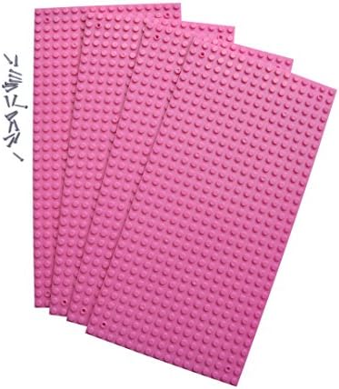 Classic Pink Baseplate 16x32 Building Bricks Compatible With Lego Positioning Hole 4-Pack