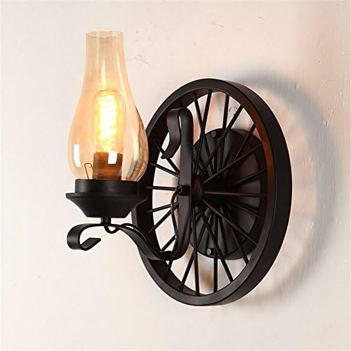 LIYAN The Mediterranean Sea Horse lamp Wall lamp Creative New Chinese bar The Road Living Creative Retro Industrial Iron, Single-Head (Large pyrotechnic Bulb), a Diameter of 30*h38cm