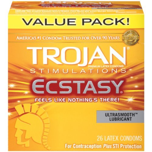 Trojan Condom Stimulations Ecstasy Ultrasmooth Lubricated 26 Pc - 2 Packs image