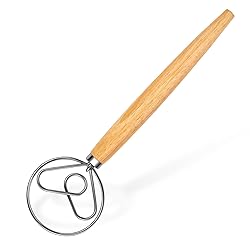 YIGEDA Danish Dough Whisk - Wooden Danish Whisk for