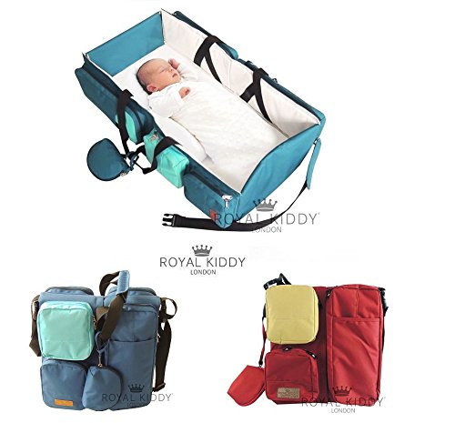 Royal Kiddy London Â© 3 in 1 Foldable Baby Travel Bag As Baby Changing Bag, Nursery Bag, Diapers Bag, Travel Cot & Bassinet (Red Maroon)