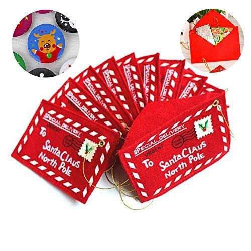 Koogel 10 Pcs Santa Claus Gift Money Card Holders with Envelopes Christmas Ornament Decor