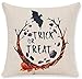 Andreannie Pumpkin Maple Leaf Wreath Personalized Trick Or Treat New Home Room Sofa Car Decorative Cotton Linen Throw Pillow Case Cushion Cover Square 18 X 18 Inches