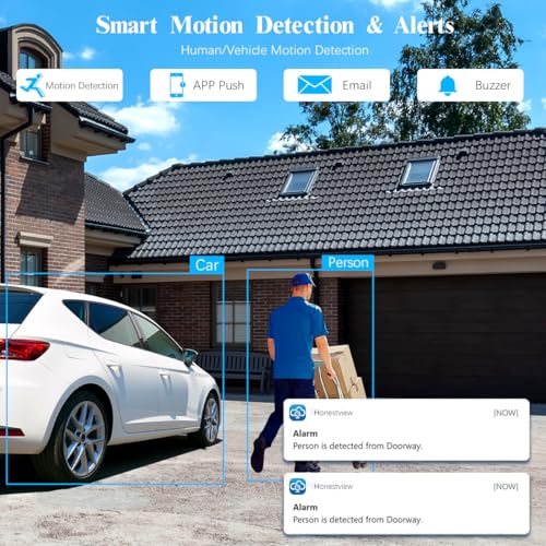 (2026 Updated) 5MP Wired Security Camera System with 8CH NVR & 10" IPS Screen, IP67 Outdoor Camera, 122° Wide Angle, Free App No Monthly Fee, Remote Control, 500GB HDD, Home Security