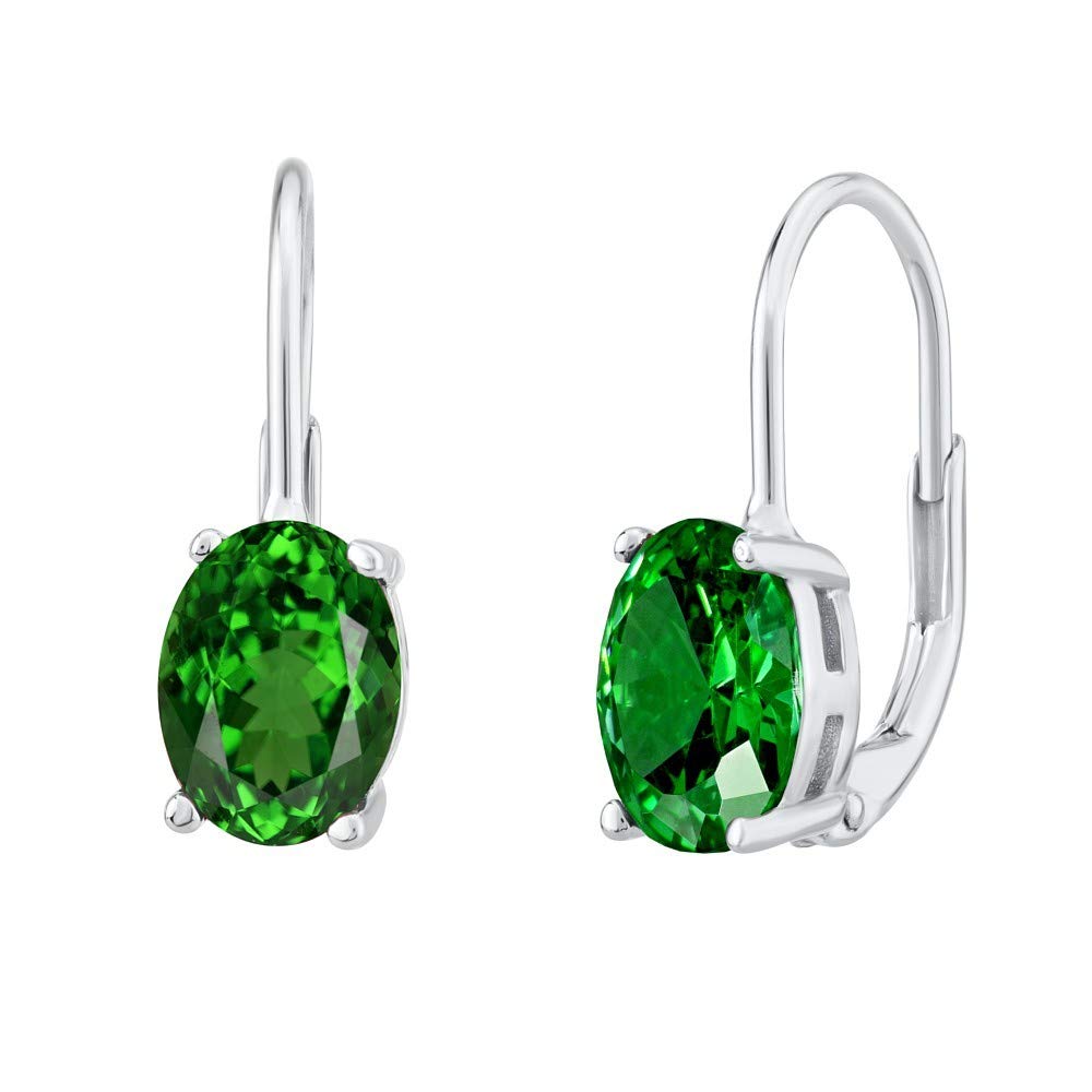 SILVEGO LPS0591E Women's 925 Sterling Silver Earrings with Green Synthetic Emerald