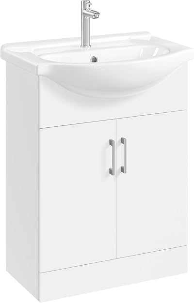 Yaheetech Bathroom Vanity Unit with Ceramic Sink White 56.5cm x 41.5cm