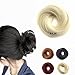 FESHFEN Scrunchy Scrunchie Hairpieces Elastic Messy Hair Bun Ponytail Hair Extensions Wig Drawstring-613# Bleach White Blonde