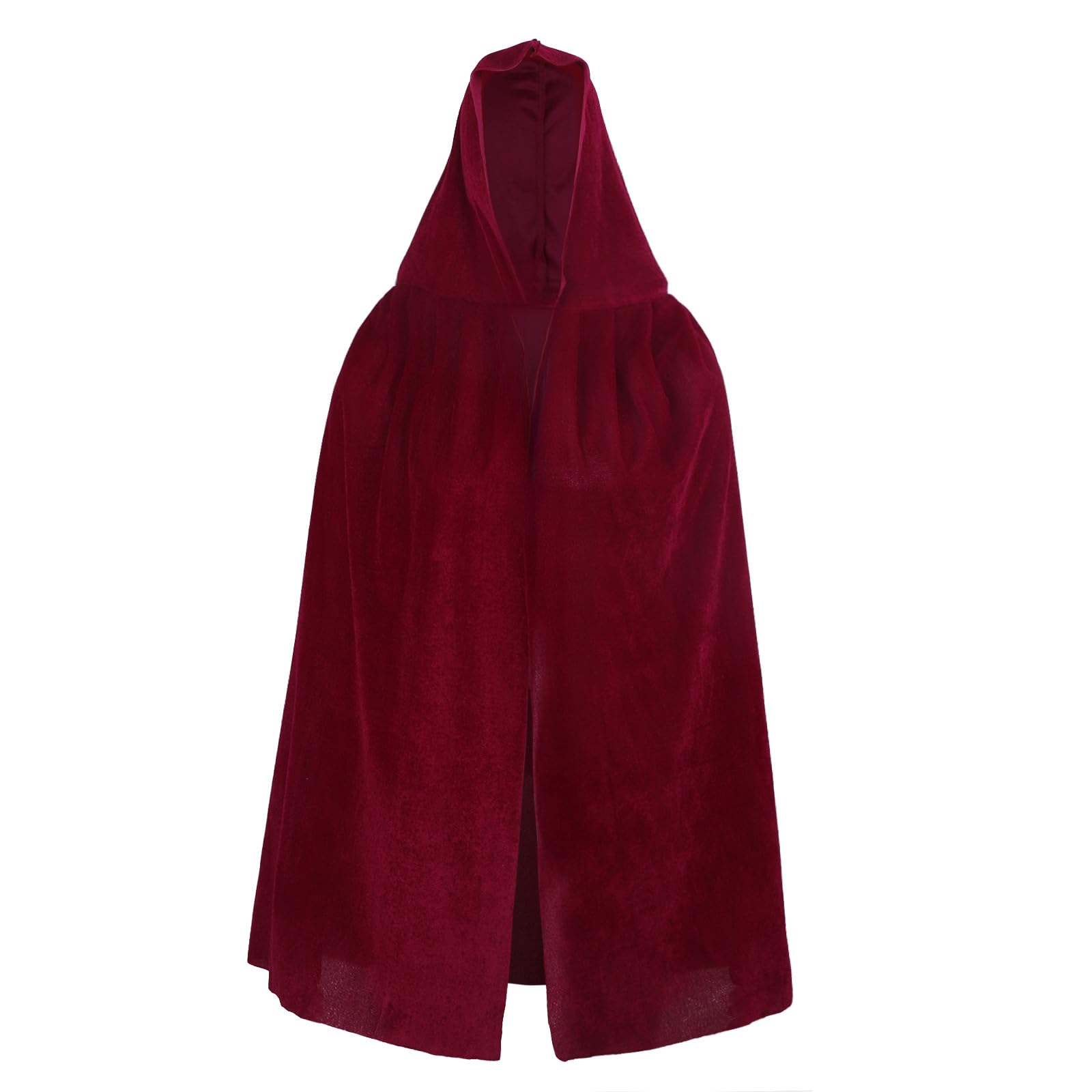 Moonlove Burgundy Velvet Hooded Cloak Wizard Cape Halloween Witch Role Cosplay Accessory Christmas Halloween Costumes for Kids Family Party Fancy Dress