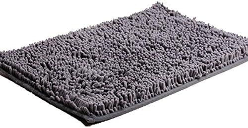 Anti Slip Soft Shaggy Bedroom Rugs Bath Doormat Carpet Bath Mat Chenille 24" x 16" (Deep Grey)