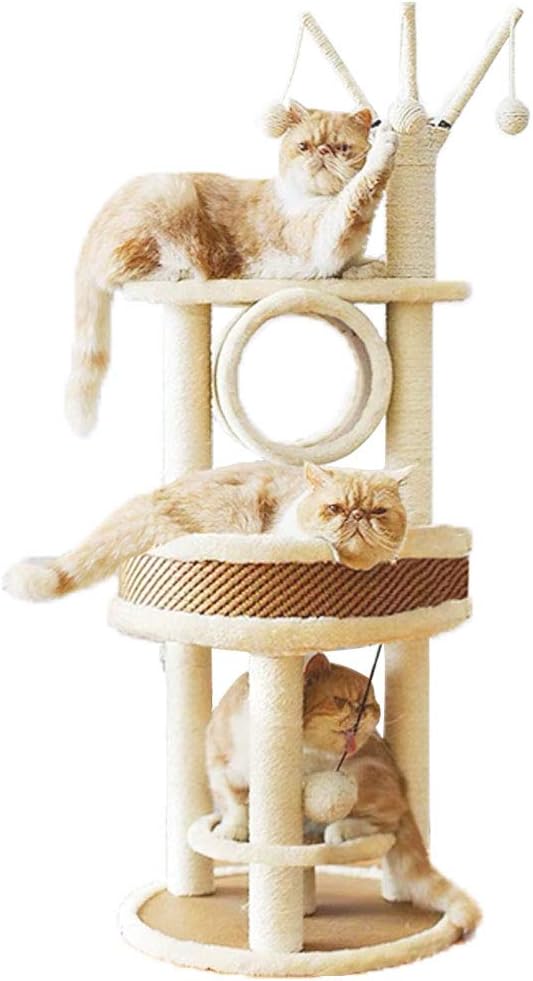 Amazon Com Multi Level Cat Tree Tough Rattan Cat Tower For Activity With Big Cat Nest Cat Tree Branch Tunnel Cat Scratching Post For Large Cat And Kitten Pet Supplies