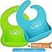 DREAM BEAR Waterproof Soft Silicone Baby Bibs,Easy Clean With Big Roll Up Pocket.Set of 2Pack (Lime Green&Turquoise)