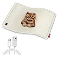 Comfheat USB Heating Pad, 5V Heated Travel Pads for Airplane, Camping, 3 Heat Settings & Auto Shut Off, Hot Therapy for Pain Relief Abdomen Cramps (16"x 12") (Non-Chargeable) Cat