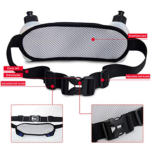 ChangYou Runing Belt Waist Bag Fanny Pack with 2 Water Bottle Holder Earphone outlets for Sport Walking Cycling Jogging Color Blue