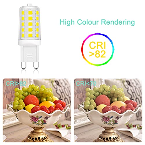 Anmossi Lampadine LED G9,Bianco Fredda 6000K,400 Lumen,Lampadina LED 4W,Equivalente Lampada Alogena 40W,AC 220-240V,Angolo a Fascio 360 °,Non Dimmerabile,5 Pezzi