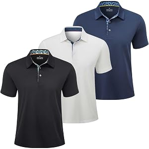 VILIGO 3 Pack Mens Polo Shirts Short Sleeve Dry Fit Golf Business Casual | Moisture-Wicking, Quick-Dry, 4-Way Stretch, Breath