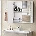 Tangkula Mirrored Medicine Cabinet, Bathroom Wall Hanging Cabinet with Double Mirrored Doors & Adjustable Shelf, Wall-Mounted Bathroom Storage Organizer, White, 24.5 x 4.5 x 25.5 Inches