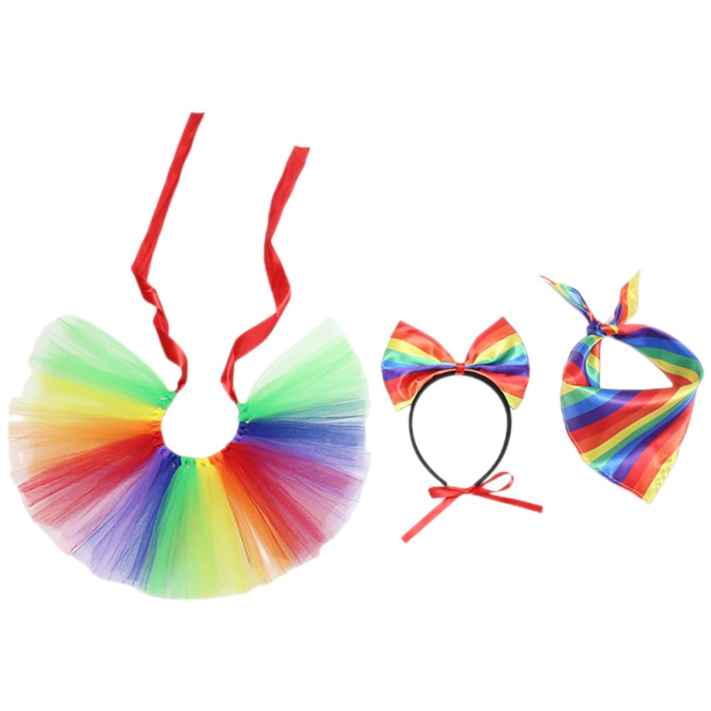 Gadpiparty 1 Set Rainbow Dog Costume Rainbow Headband Scarf Tutu Skirt Dog Lgbt Gay Pride Bandana for Pet Accessories