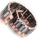 Mens Tungsten Bracelet, Black, Rose Gold,7.87