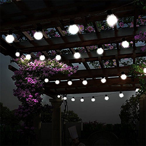 Solar Globe Bulb Lights, Outdoor Waterproof 11.5ft 10 LED Clear Plastic Solar Powered Christmas Bulbs Lights, 2 Modes Village Holiday Decoration Lights for Garden Patio Homes Wedding Party(Warm White)