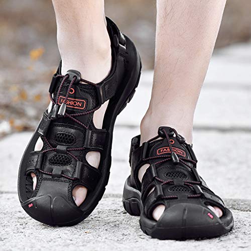 Respctful✿ Sandals Men Non-Slip Closed Toe Water Shoes Summer Casual Outdoor Sport Beach Sandal Shoes Black