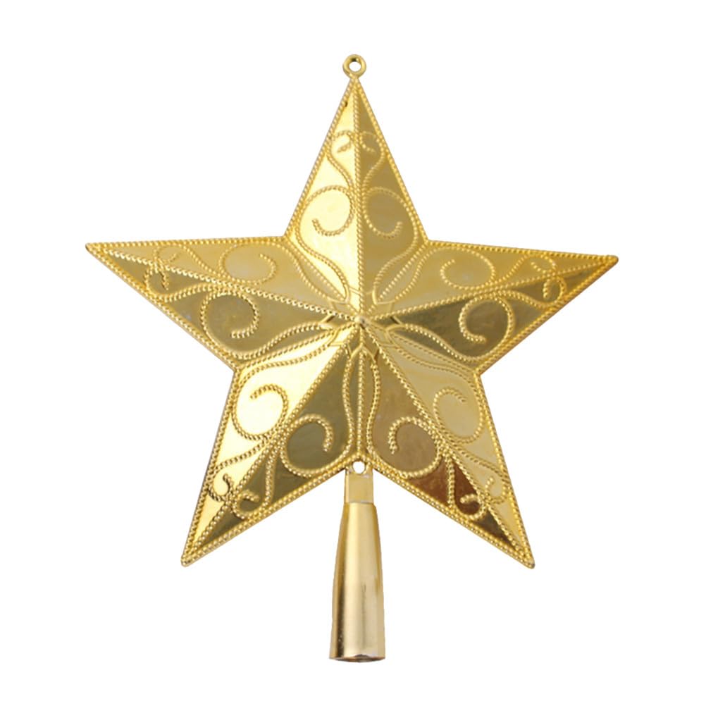 TENDYCOCO 20cm Star Tree Topper Christmas Tree Topper 5 Point Star Festival Treetop Decor for Home Party (Golden)