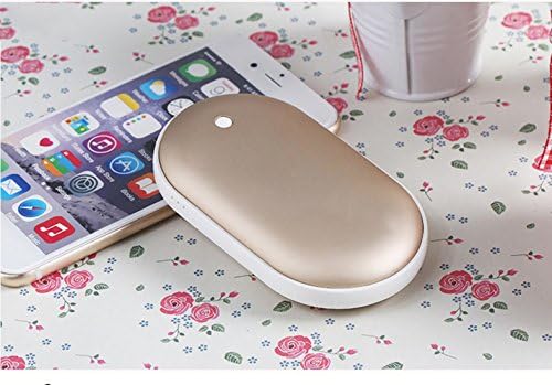Mini USB Charger, Portable 5200mAh Double-sided Reusable Hand Warmer Power Bank &amp; Rechargeable Pocket Electric Heater (Gold)