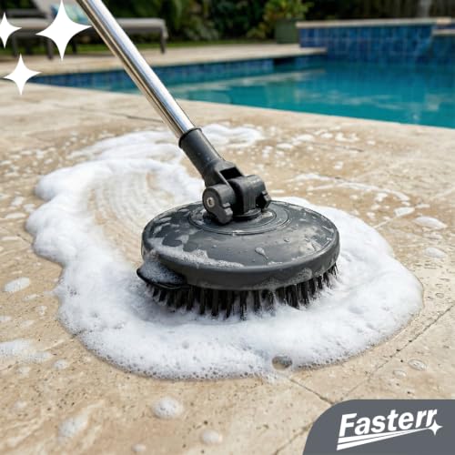 Mop Giratório 360º Fasterr FST104 Cesto em Inox 14L | Cabo Regulável até 160cm | Kit com Escova Abrasiva e Dispenser de Sabão | Limpeza Doméstica e Comercial