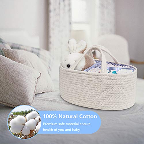 image for UBBCARE Baby Diaper Caddy Organizer Cotton Rope Storage Basket Nursery