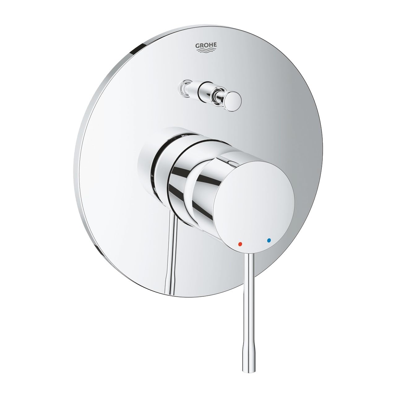 GROHE Essence Wall Mounted Bath/Shower Mixer Trim (Metal Lever and Escutcheon, with Automatic Bath/Shower Diverter, Concealed Body Not Included, Min. Pressure 1.0 Bar), Chrome, 19285001 โ image 1