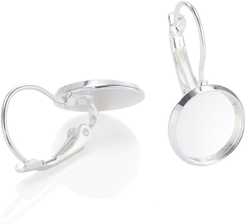 JEWMAY Silver-tone 12mm Disc French Hook Earrings Hypoallergenic Earring Supplies, Pack of 40