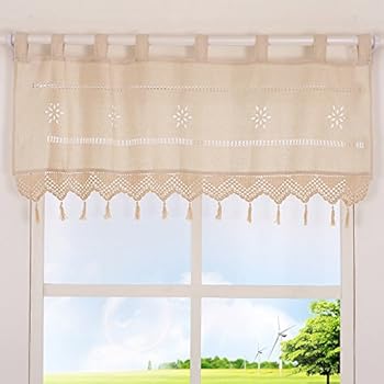 Amazon Com Zhh Handmade Hollow Flower Cafe Curtain Linen And