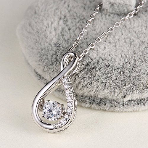 Caperci Sterling Silver Cubic Zirconia Wedding Mothers Day Gifts Jewelry Infinity Pendant Necklace for Women, 18'' - Thumbnail 2