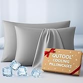 Luxury Cooling Pillowcases Queen Size 2 Pack, Q-Max>0.4 Cool Touch for Hot Sleepers&Night Sweats Beauty Sleep Anti-Frizz, Softer Than Silk Pillowcover Oeko-TEX Certified Grey