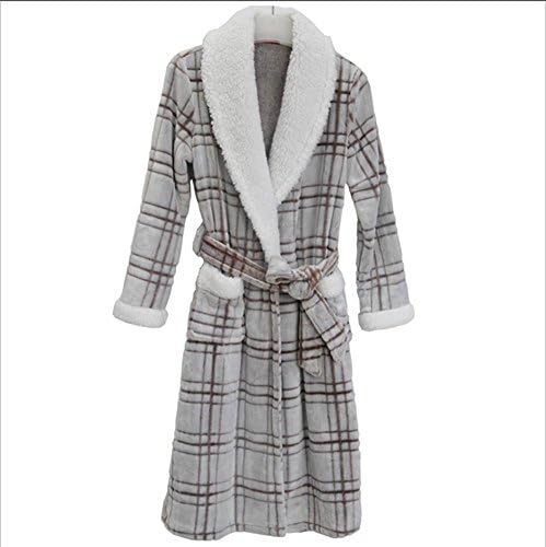 DMMSS Women Autumn and Winter Nightgowns Padded Plaid Pajamas Flannel Bathrobe Sleepwear , xl