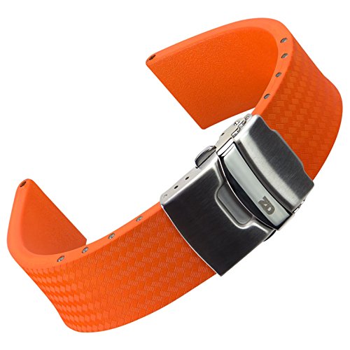 ZULUDIVER 400 Italian Rubber Dive Watch Band Orange 22mm