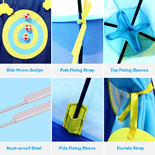 Peradix Castle Play Tent Toy, Kids Prince Pop Up Tent Playhouse Birthday Gift for Boys Girls Children Toddlers Indoor and Outdoor Games with carrying Case(Blue)