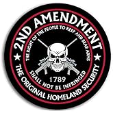 Black Round 2nd Amendment The Original Homeland Security - The Right to Keep and Bear Arms Sticker (Vinyl Decal Gun Ammo (3 inch)