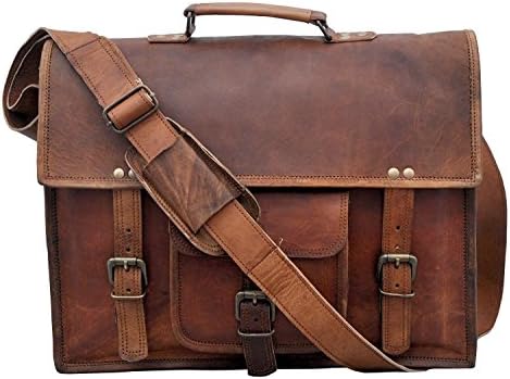 Leather Messenger Handmade Bag Laptop Bag Satchel Bag Padded Messenger Bag School Bag Brown … (12 x 16)