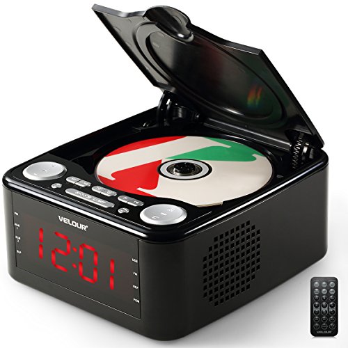 Velour CD Player Top Loading With FM Radio USB AuxIn Clock Alarm and 1